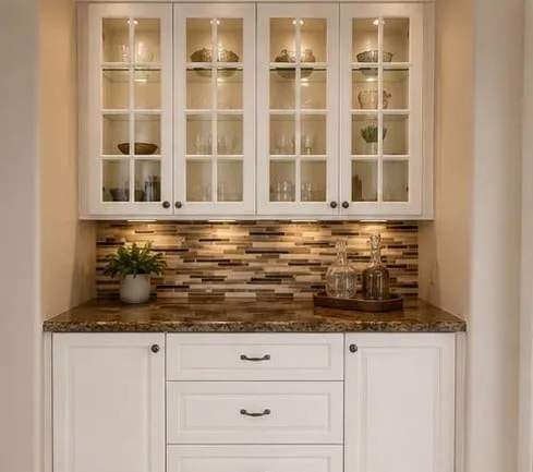 Glass-front display cabinets