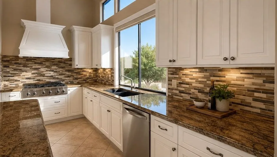 Range wall and custom hood, refinished